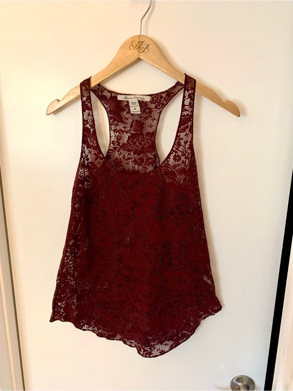 American Rag Burgundy Lace Racerback Tank